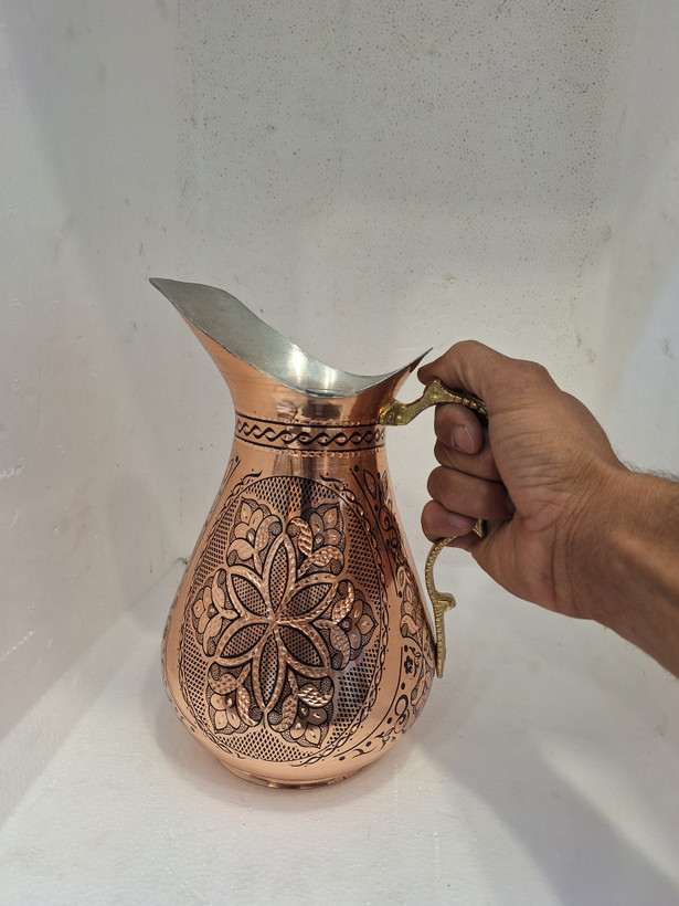 پارچ مسی الماس تراش ساخت زنجان دست ساز و نانو شده